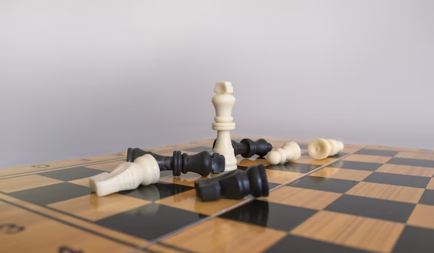 Chess pieces scattered on a chessboard